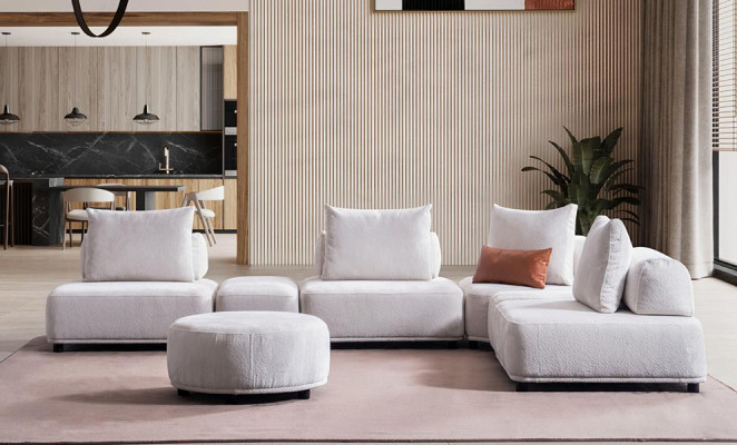 Ecksofa Stoff L-Form Couch Design Polster Textil Eck Wohnlandschaft Bettfunktion