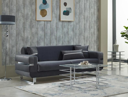 Stoffsofa Polstersofa Dreisitzer Sofa Grau Luxus Couch 3 Sitzer Couchen