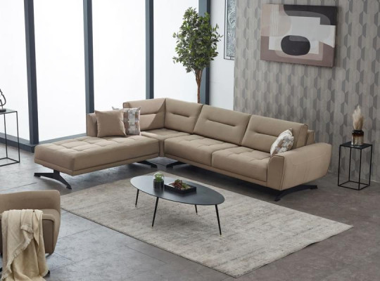 Ecksofa L form Sofa Polstersofa Stoffsofa Beige Couch Moderne Eck