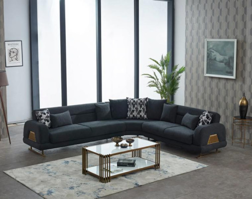 Stoffsofa Ecksofa L form Polstersofa Grau Couch Design Eck Sofa