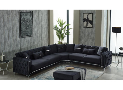 Ecksofa L form Sofa Polstersofa Stoffsofa Schwarz Couch Moderne Eck