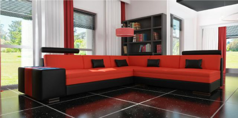 Wohnlandschaft Sofa Couch Eck Polster Textil Stoff Leder Garnitur Couchen Sofas