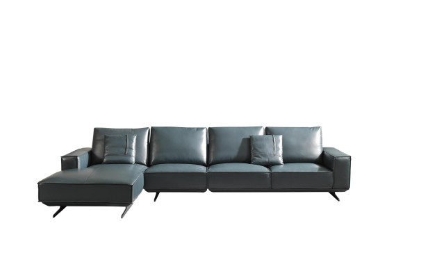 Design Wohnlandschaft Polster Ecksofa Couch Sofa Garnitur Leder Couchen Blaue
