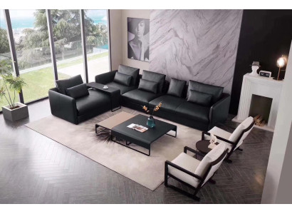 Ecksofa Sofa Couch Polster Eckgarnitur Wohnlandschaft Leder Desing Eck L Form