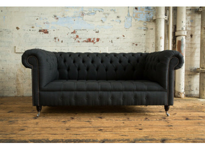 3 Sitzer Chesterfield Polster Sofas Design Luxus Couch Sofa Samt Couchen Schwarz