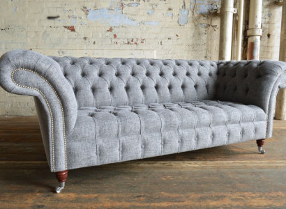 Design Sofa 3er Couch Polster Luxus Klassische Textil Sofas Chesterfield England