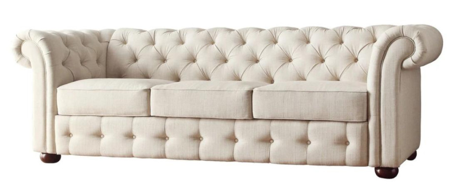 Beige Chesterfield Wohnzimmer Modern Design Couchen Sofa Samt Möbel Stoff Neu