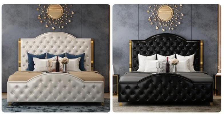 Bett Polster Design Luxus Doppel Hotel Betten Schlaf Zimmer Leder 150x200cm Neu