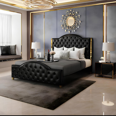 Bett 2x Nachttisch 3 tlg Schlafzimmer Set Möbel Modern Luxus Betten Chesterfield