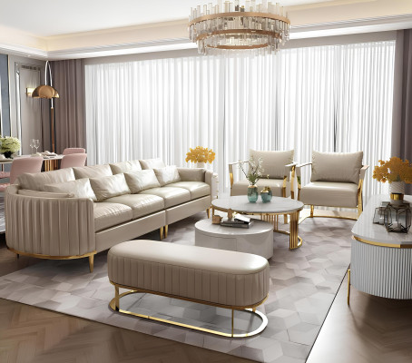 Ledersofa Sofa Couch Polster 5tlg. Wohnzimmer Set Garnitur Couchen Set Polster