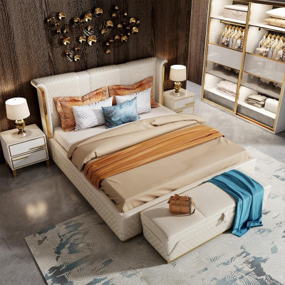 Bett 3tlg. Schlafzimmer Set Design Modern Luxus Möbel Nachttisch Betten 180x200