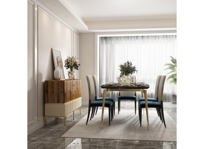 Esszimmer Gruppe Komplett Set Garnitur 7tlg Tisch Tische Luxus Holz Möbel Neu