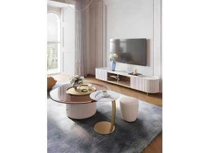 Couchtisch Design Luxus Möbel Hocker 2tlg. Set Tische Tisch Fußhocker Holz Neu