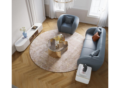 Ledersofa Sofa Couch Polster 5tlg. Wohnzimmer Set Garnitur Couchen Set Polster