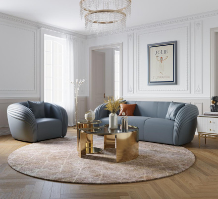 Ledersofa Sofa Couch Polster 5tlg. Wohnzimmer Set Garnitur Couchen Set Polster