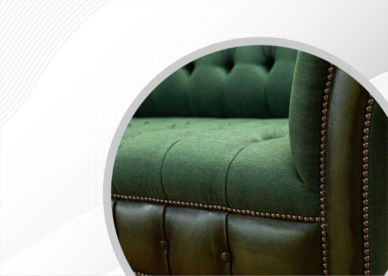 Wohnzimmer Möbel Stoff Textil Dreisitzer Sofa Couch Polster Grüne Chesterfield