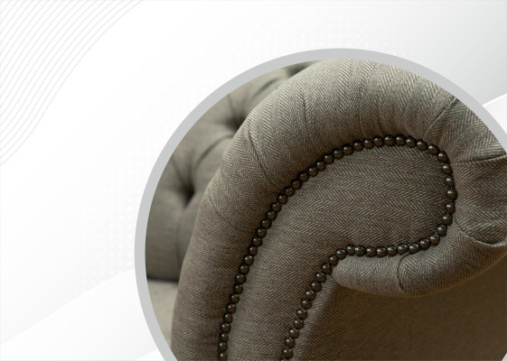 Wohnzimmer Möbel Stoff Textil Dreisitzer Sofa Couch Polster Taupe Chesterfield