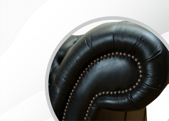 Wohnzimmer Möbel Stoff Textil Zweisitzer Sofa Couch Polster Schwarz Chesterfield