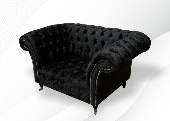 Chesterfield Sessel  Design Polster Sofa Couch Couchen Sofas Textil Stoff Lounge