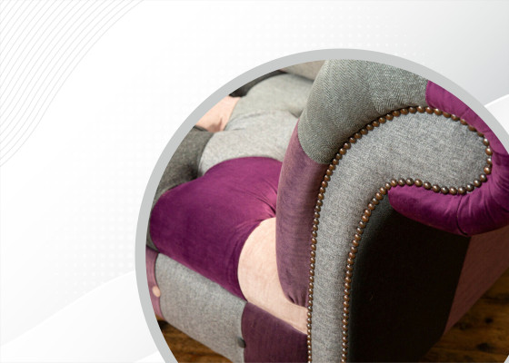 Wohnzimmer Möbel Stoff Textil Bunte Chesterfield Dreisitzer Sofa Couch Polster