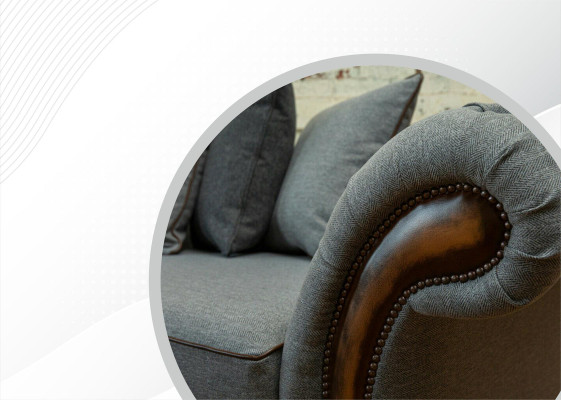 Wohnzimmer Möbel Stoff Textil Grau Chesterfield Dreisitzer Sofa Couch Polster