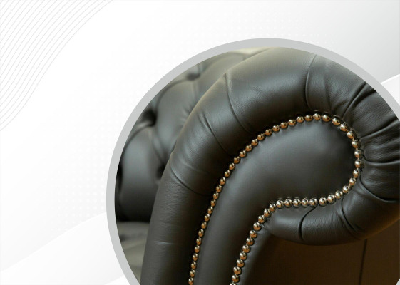 xxl big Chesterfield 4 Sitzer Leder Modern Design Couchen Dunkelgrau Sofa Möbel