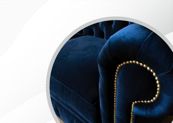Chesterfield Blaue Wohnzimmer Modern Design Couchen Sofa Neu Samt Stoff Möbel