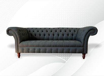 xxl big Chesterfield 3 Sitzer Möbel Sofa Modern Textil Wohnzimmer Graue Couchen
