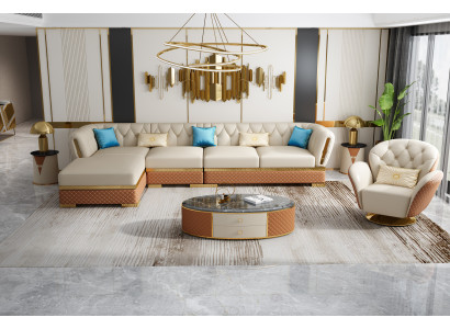 Ledersofa Couch Wohnlandschaft Garnitur Design Modern Sofas Ecksofa + Sessel Neu