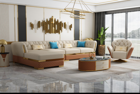 Ledersofa Couch Wohnlandschaft Garnitur Design Modern Sofas Ecksofa + Sessel Neu