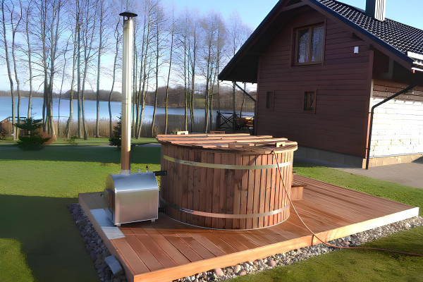 Whirlpool Badefass Externer Bad Thermoholz Pool Ofen Holz Fass Garten