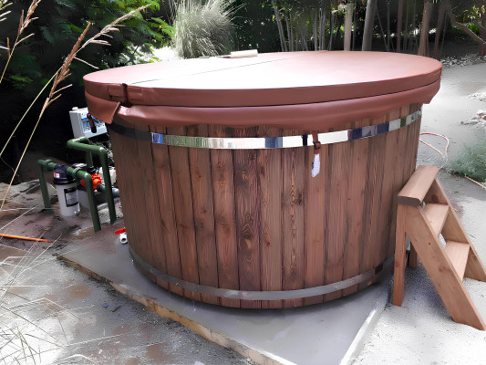 Whirlpool Badefass Externer Bad Ofen Holz Garten Fass Pool Thermoholz
