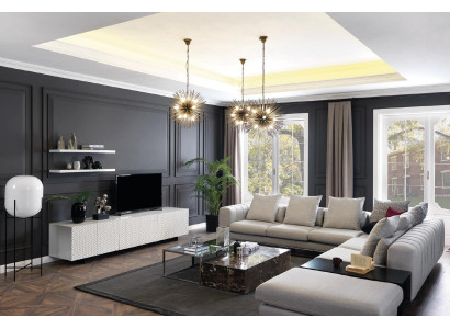 Ecksofa L Form Sofa TV Ständer Design Couchen Polster Textil 2tlg.