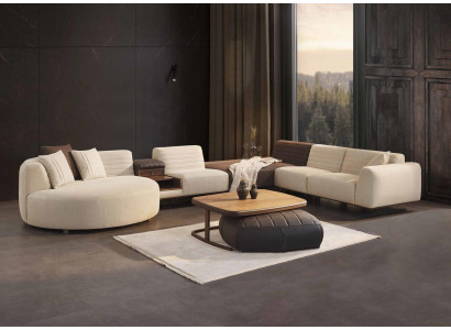 Wohnzimmer Set Ecksofa  U-Form Sofa Couch Luxus Couchtisch Modern Hocker