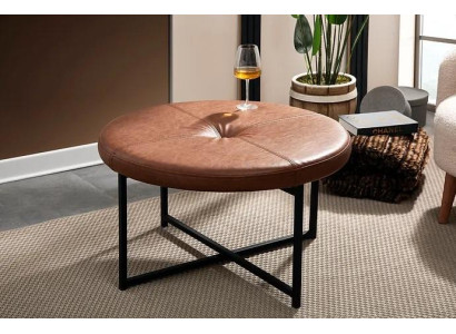 Couchtisch braunes Leder Metall Wohnzimmer hochwertige Möbel neu stilvoll modern