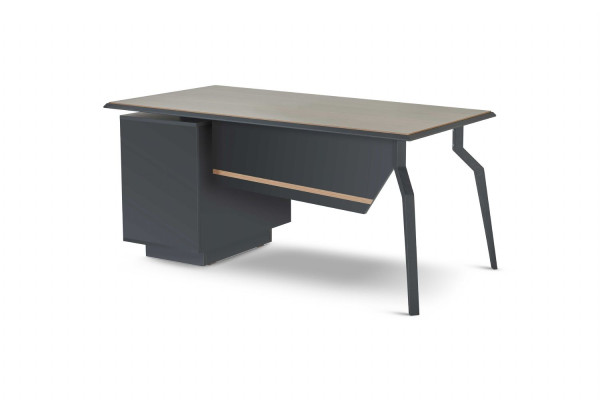 Arbeitszimmer Braun-Graue Büro Möbel Holz Schreibtisch Aktenschrank 2tlg