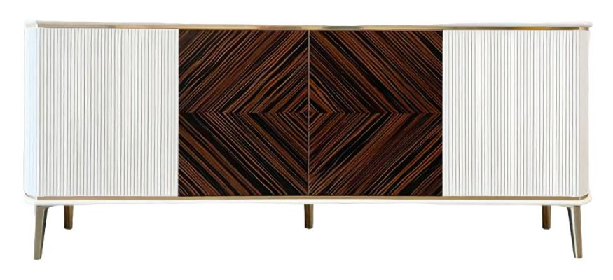 Lowboard Wohnzimmer TV Ständer Rechteckig Holz Weiß Wohnwand Modern Luxus Neu
