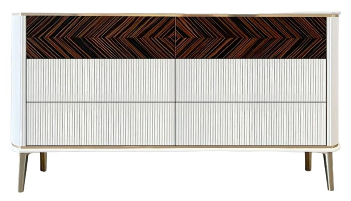 Kommode Schlafzimmer JV Möbel Flügeltür Design Italienische Braun Elegantem Neu