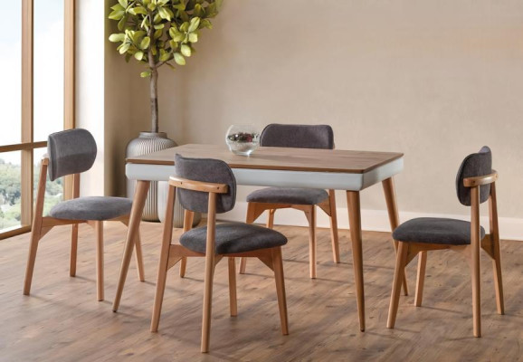 Esszimmer Set Luxus Grau Stuhl Set 4x Stühle Essgruppe Garnitur Lehnstühle