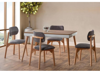 Esszimmer Set Luxus Grau Stuhl Set 4x Stühle Essgruppe Garnitur Lehnstühle