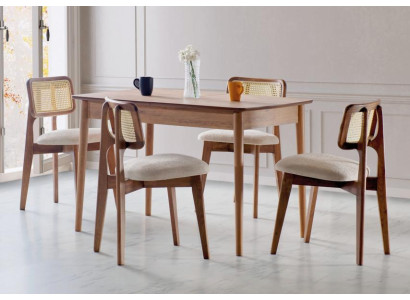 Esszimmer Set Ausziehbar Esstisch 4x Stühle Luxus Set Braun Essgruppe 5tlg