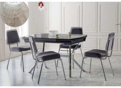 Esszimmer Set Garnitur Tisch 4x Stühle Design Modern Möbel Luxus Esstisch