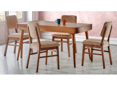 Esszimmer Set Braun Garnitur Tisch 4x Stühle Design Modern Möbel Luxus Esstisch