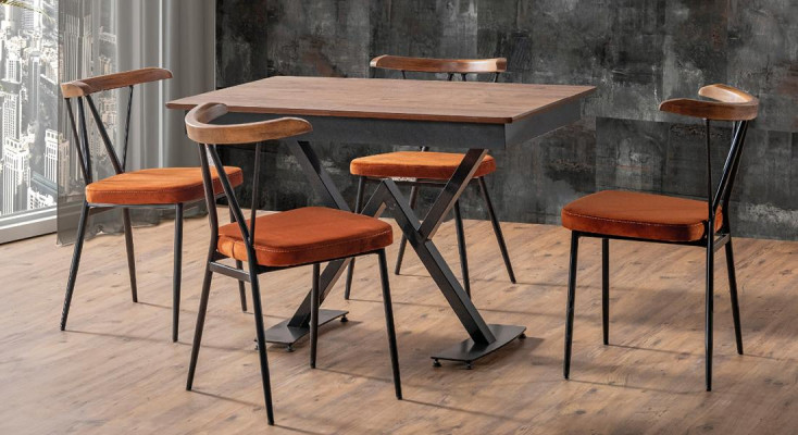 Esszimmer Set Braun Modern  Garnitur Tisch 4x Stühle Design Möbel Luxus Esstisch