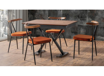 Esszimmer Set Braun Modern  Garnitur Tisch 4x Stühle Design Möbel Luxus Esstisch