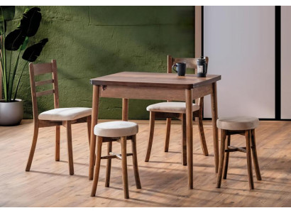 Esszimmer Set Hochwertig Garnitur Tisch 2x Stühle Design Modern 2x Hocker Möbel
