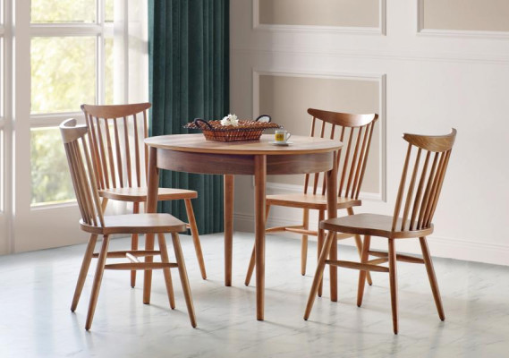 Esszimmer Set Hochwertig Garnitur Rund Tisch 4x Stühle Design Modern Möbel Braun
