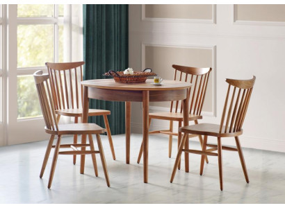 Esszimmer Set Hochwertig Garnitur Rund Tisch 4x Stühle Design Modern Möbel Braun