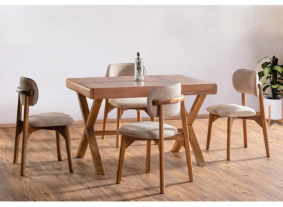 Esszimmer Set Hochwertig Garnitur Tisch 4x Stühle Design Modern Möbel Braun