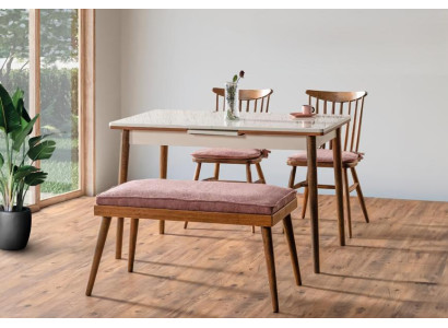 Esszimmer Set Hocker Garnitur Hochwertig Tisch 2x Stühle Design Modern Möbel